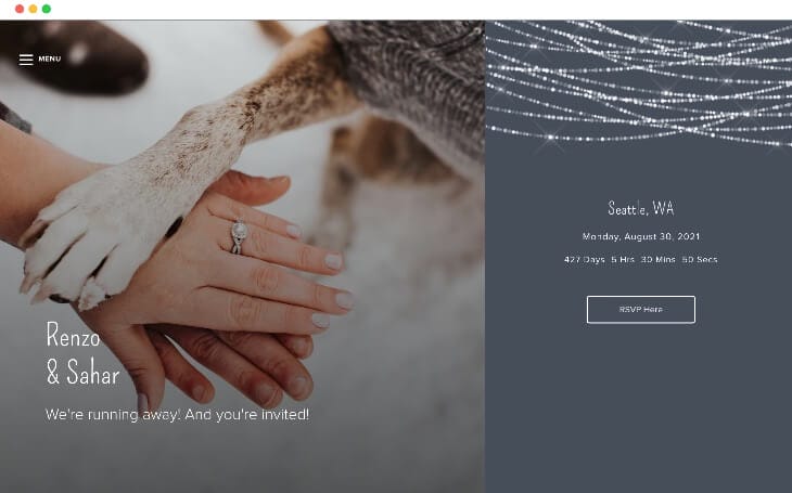 atadas con amor plantillas de sitios web de bodas de invierno